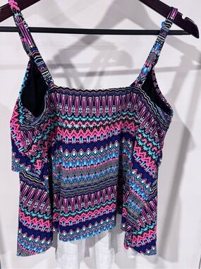 24th & Ocean Multicolor Aztec Print Spaghetti Strap Tank - Pink & Blue